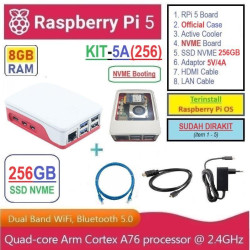 KIT-5A(256)  Raspberry Pi 5 (8GB RAM) KIT NVME SSD 256GB - Complete SET SIAP PAKAI